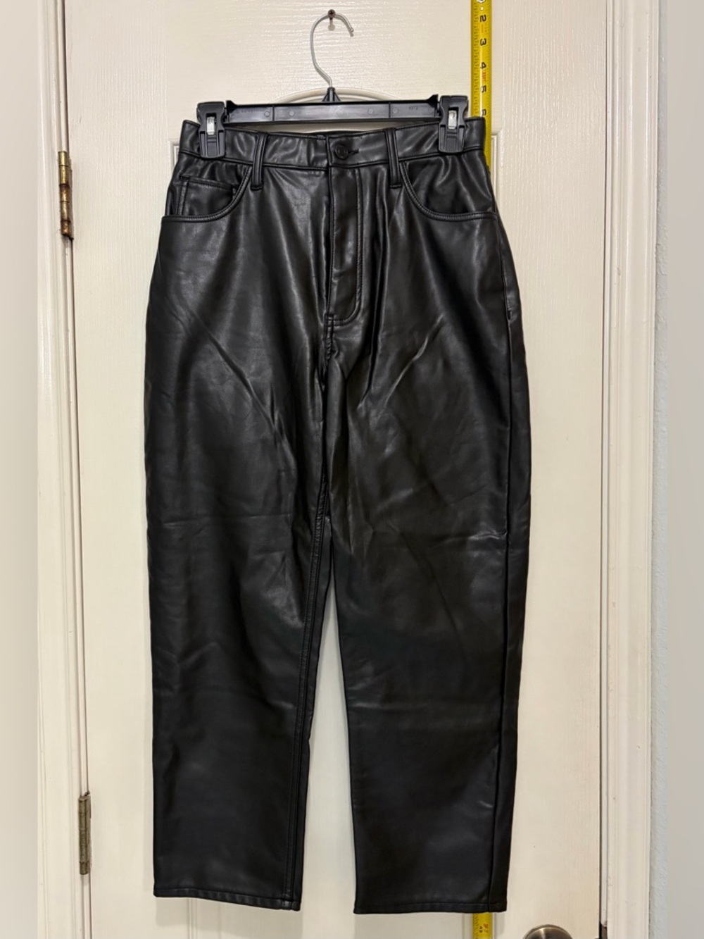 Abercrombie & Fitch Vegan Leather Straight Black Ultra High Rise Size 27/4 Pants